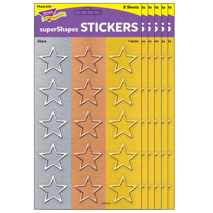 I ♥ Metal Stars superShapes Stickers - Large, 120 Per Pack, 6 Packs