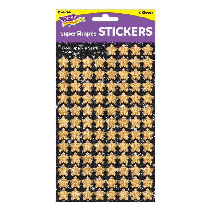 Gold Sparkle Stars superShapes Stickers-Sparkle, 400 Per Pack, 6 Packs