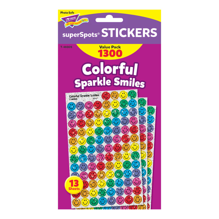 Colorful Sparkle Smiles superSpots® Value Pack, 1300 Per Pack, 3 Packs