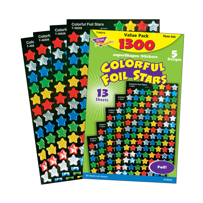 Colorful Foil Stars superShapes Value Pack, 1300 Per Pack, 3 Packs