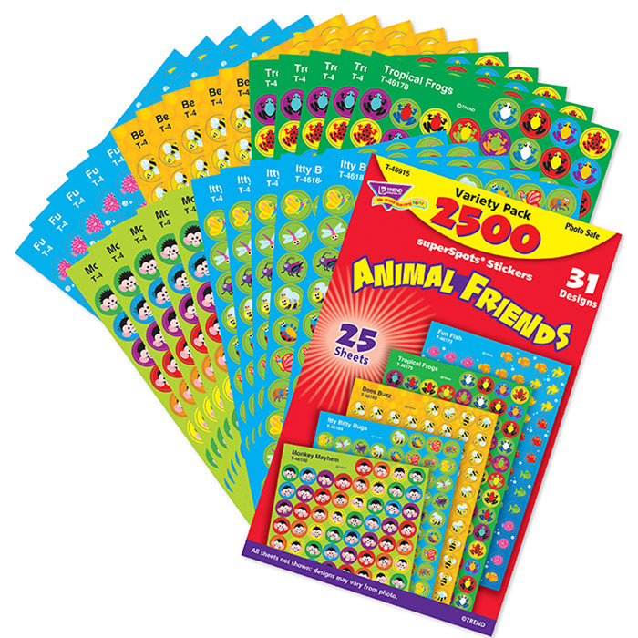 Animal Friends superSpots® Stickers Variety Pack, 2500 Per Pack, 3 Packs