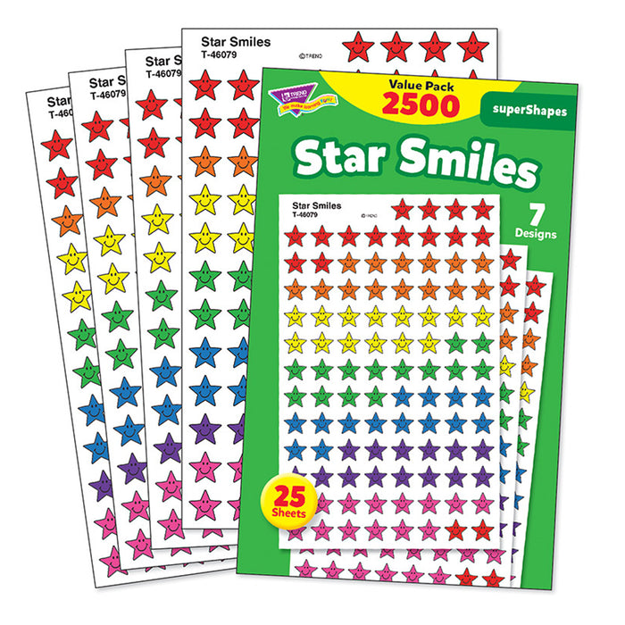 Star Smiles superShapes Stickers Value Pack, 2500 Per Pack, 3 Packs