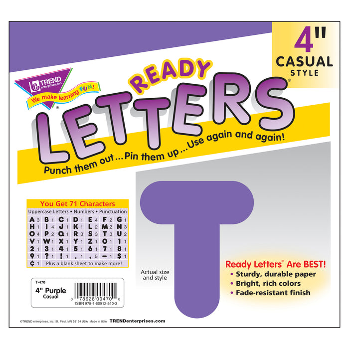 Purple 4" Casual Uppercase Ready Letters®, 6 Packs