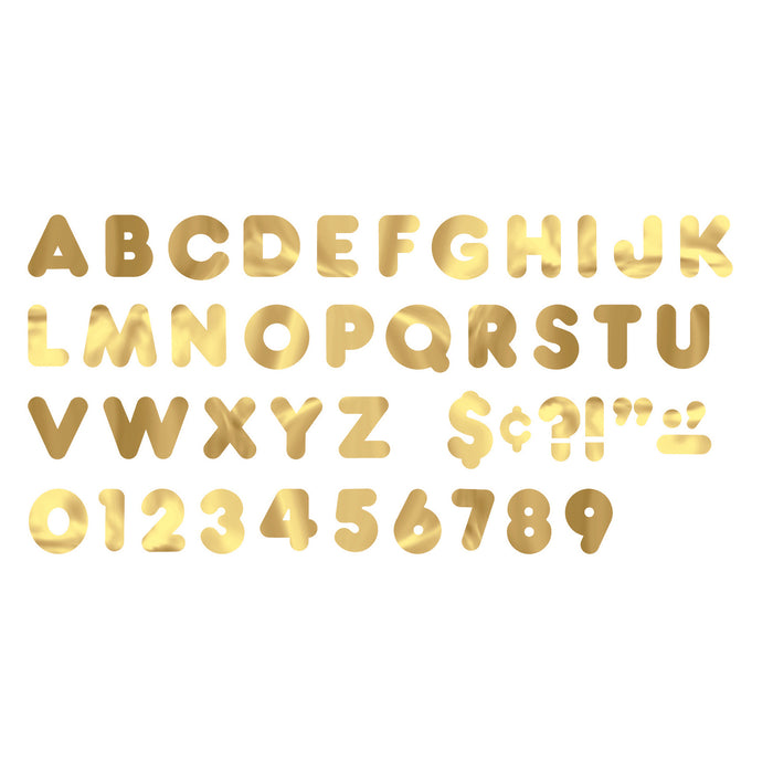 Gold Metallic 4" Casual Uppercase Ready Letters®, 71 Per Pack, 3 Packs