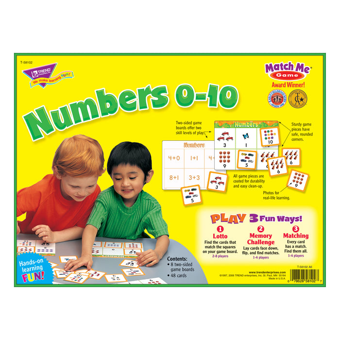 MATCH ME GAME NUMBERS AGES 3 & UP
