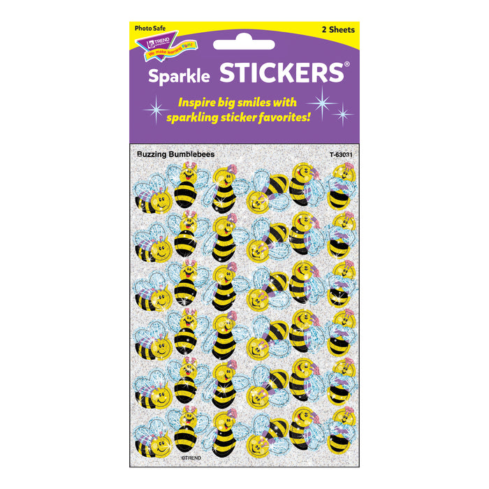 Buzzing Bumblebees Sparkle Stickers®, 72 Per Pack, 12 Packs