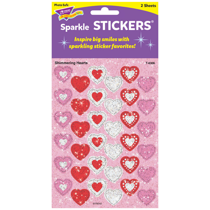 Shimmering Hearts Sparkle Stickers®, 72 Per Pack, 12 Packs