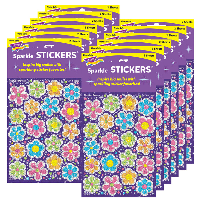 Flower Power Sparkle Stickers®-Large, 40 Per Pack, 12 Packs