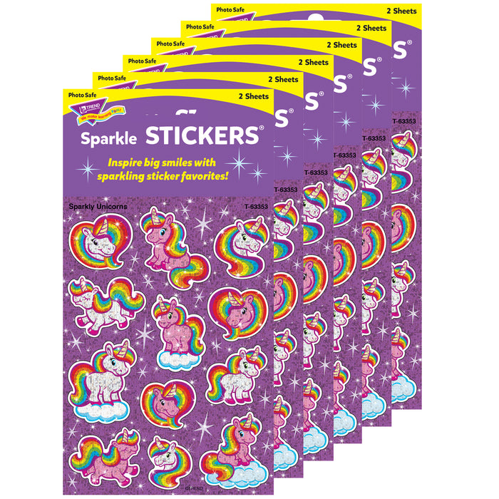 Sparkly Unicorns Sparkle Stickers®, 24 Per Pack, 6 Packs