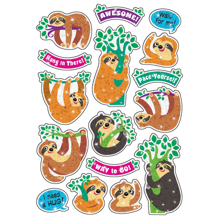 Thoughtful Sloths Sparkle Stickers®, 32 Per Pack, 6 Packs