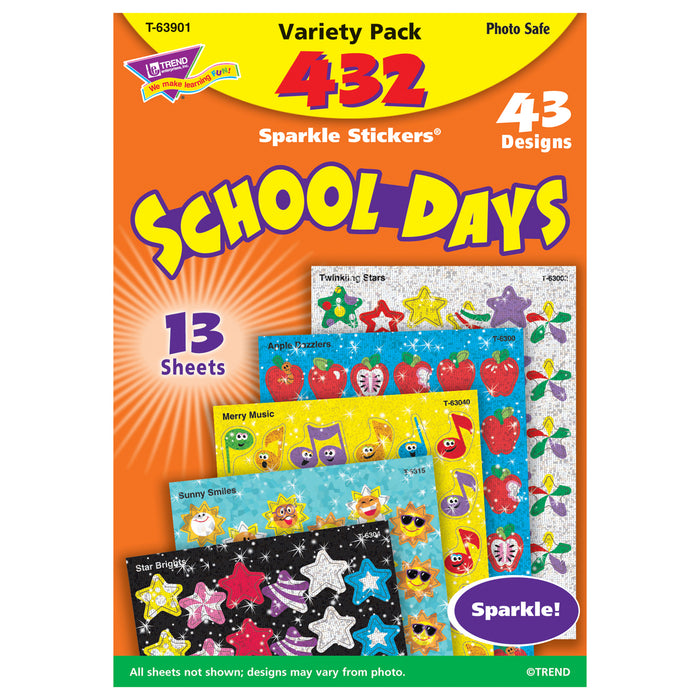 School Days Sparkle Stickers® Variety Pack, 432 Per Pack, 3 Packs