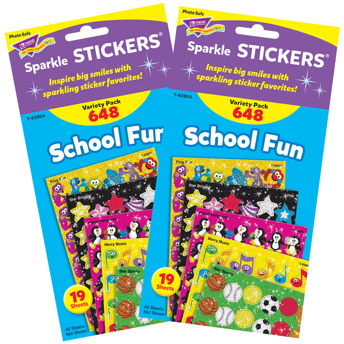 School Fun Sparkle Stickers® Variety Pack, 648 Per Pack, 2 Packs