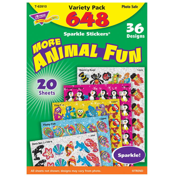 Animal Fun Sparkle Stickers® Variety Pack, 648 Per Pack, 2 Packs