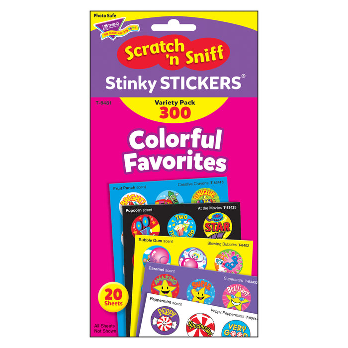 Colorful Favorites Stinky Stickers® Variety Pack, 300 Per Pack, 3 Packs