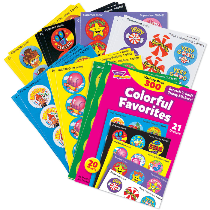 Colorful Favorites Stinky Stickers® Variety Pack, 300 Per Pack, 3 Packs