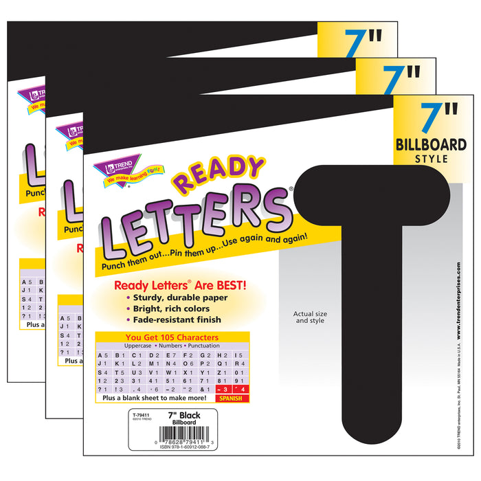 (3 PK) READY LETTERS 7IN BLACK