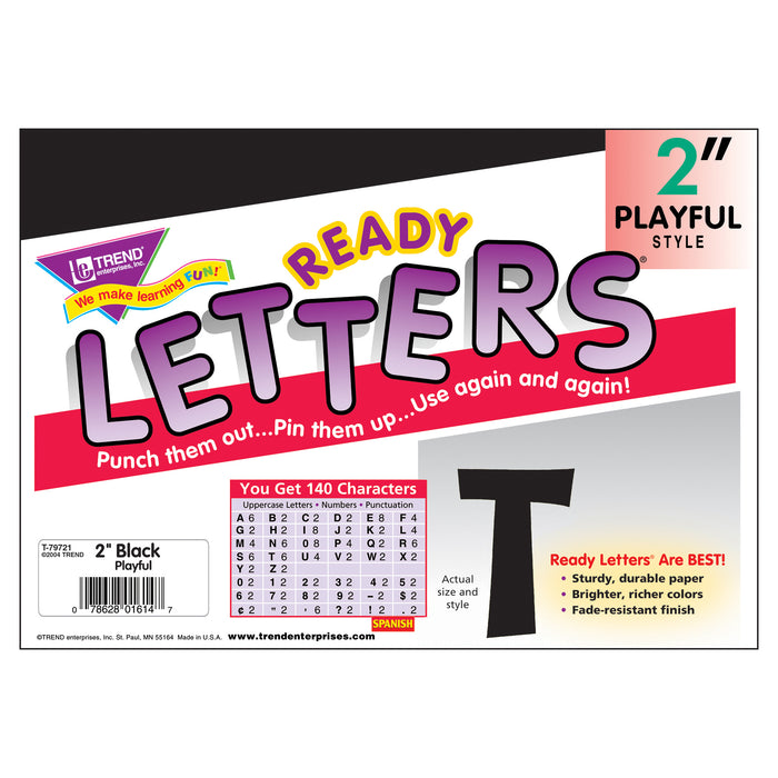 (6 PK) READY LETTER 2IN PLAYFUL BLK