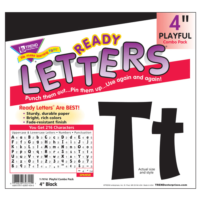 (3 PK) READY LETTER 4IN PLAYFUL BLK