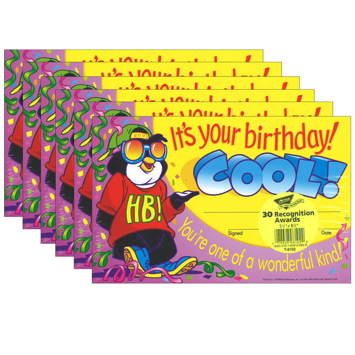 It's your birthday! Cool! Recognition Awards, 30 Per Pack, 6 Packs