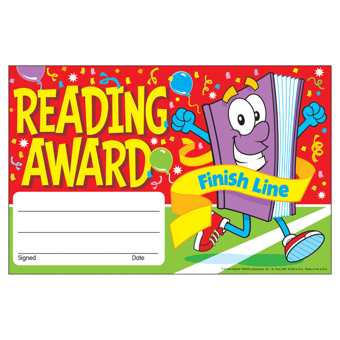 Reading Award Finish Line Recognition Awards, 30 Per Pack, 6 Packs