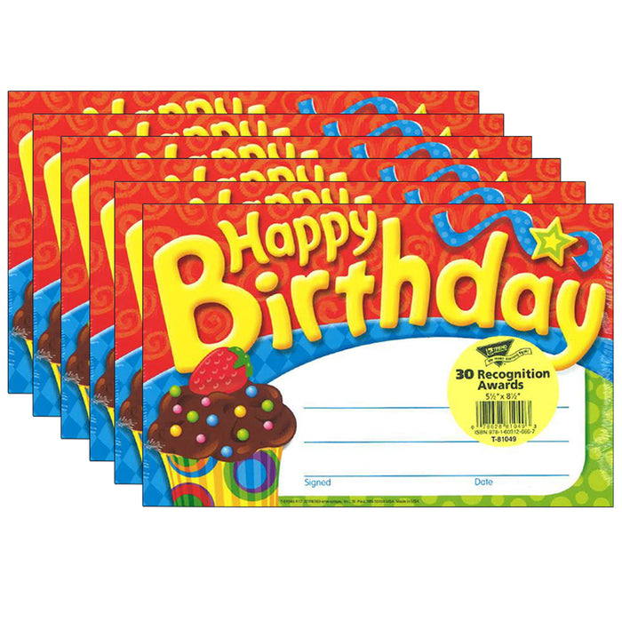 Happy Birthday The Bake Shop™ Recognition Awards, 30 Per Pack, 6 Packs