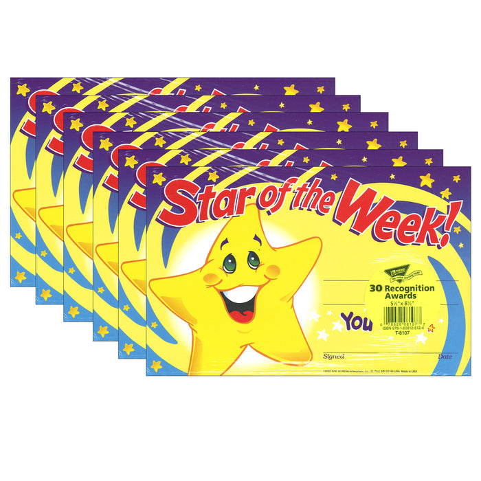 Star of the Week! Recognition Awards, 30 Per Pack, 6 Packs