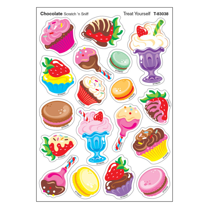 Treat Yourself-Chocolate Mixed Shapes Stinky Stickers®, 72 Per Pack, 6 Packs