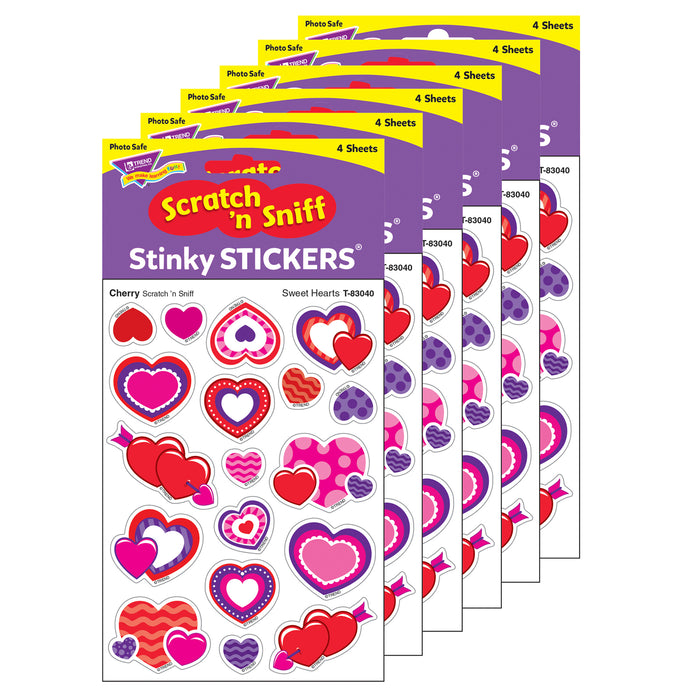 Sweet Hearts-Cherry Mixed Shapes Stinky Stickers®, 72 Per Pack, 6 Packs