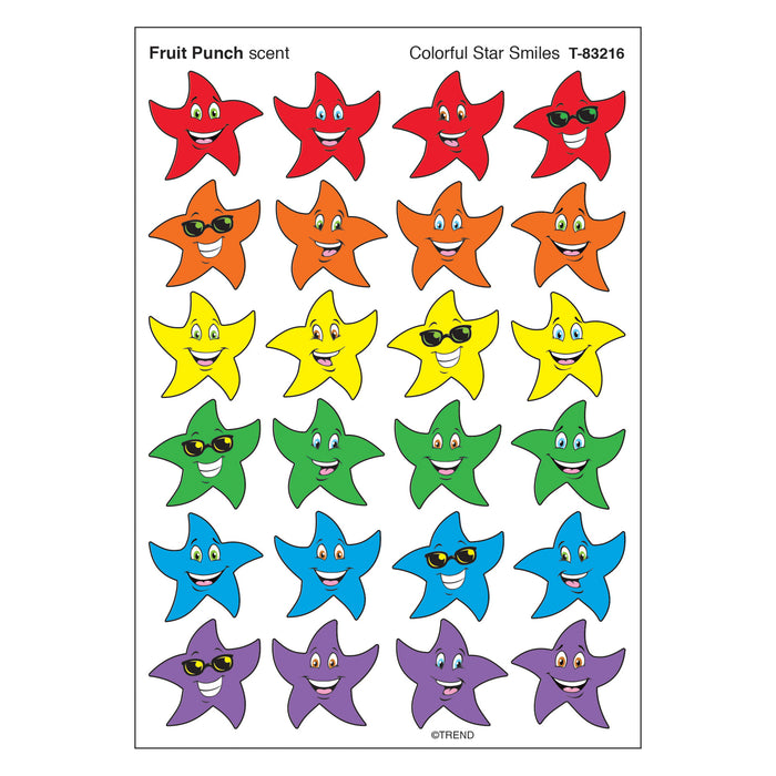 Colorful Star Smiles-Fruit Punch Stinky Stickers®, 96 Per Pack, 6 Packs