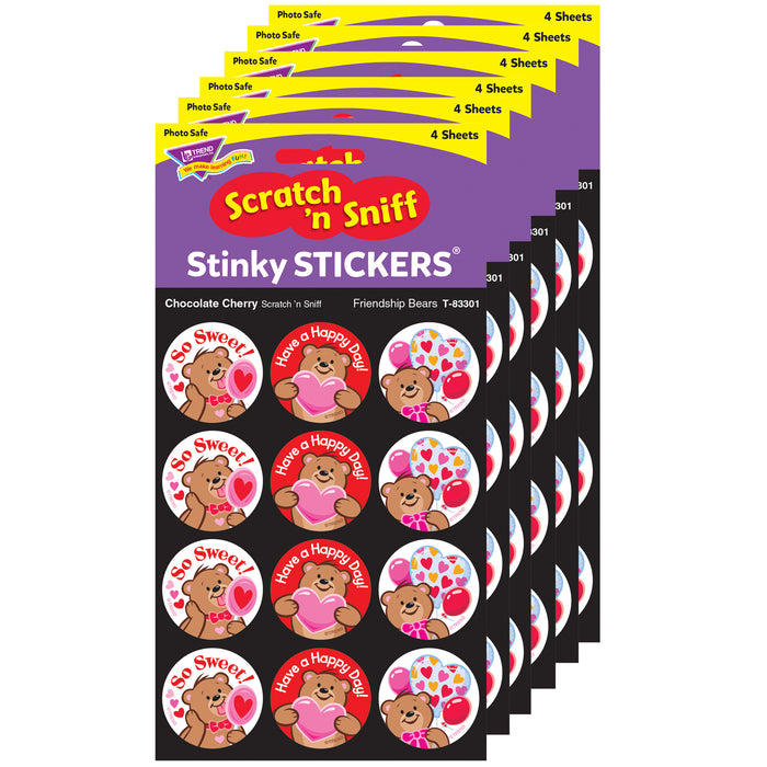 Friendship Bears-Chocolate Cherry Stinky Stickers®, 48 Per Pack, 6 Packs