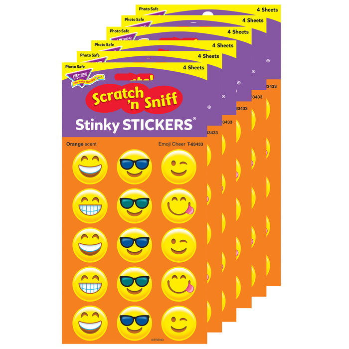 Emoji Cheer-Orange Stinky Stickers®, 60 Per Pack, 6 Packs