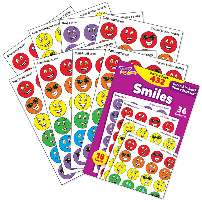 Smiles Stinky Stickers® Variety Pack, 432 Per Pack, 3 Packs