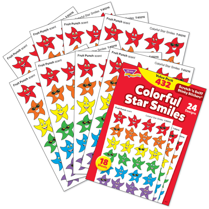 Colorful Star Smiles Stinky Stickers® Variety Pack, 432 Per Pack, 3 Packs