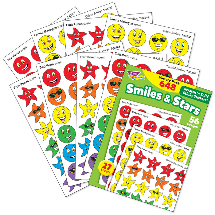 Smiles & Stars Stinky Stickers® Variety Pack, 648 Per Pack, 2 Packs