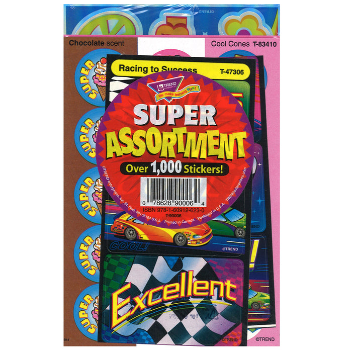 Super Assortment Sticker Pack, 1000 Stickers Per Pack, 3 Packs