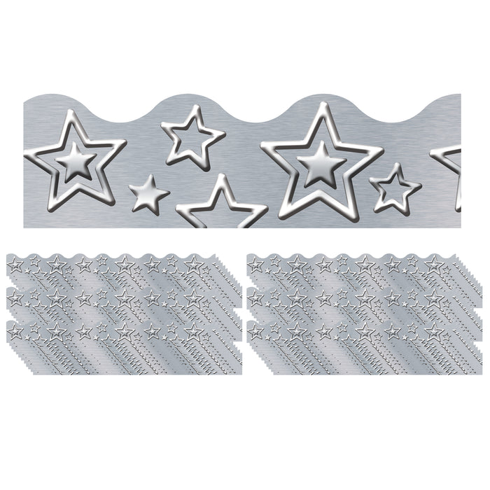 I ♥ Metal Silver Stars Terrific Trimmers®, 39' Per Pack, 6 Packs