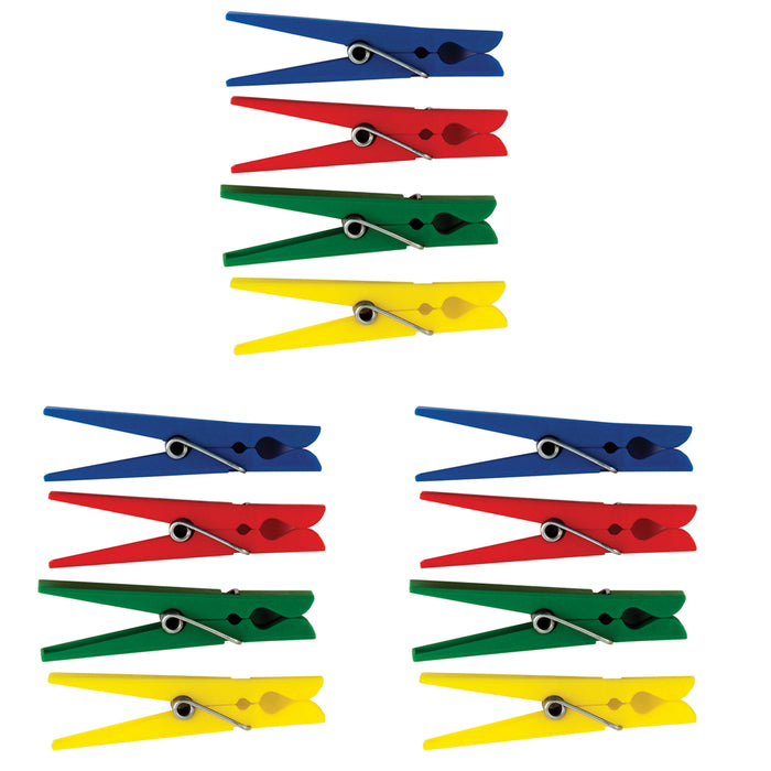 Plastic Clothespins, 40 Per Pack, 3 Packs