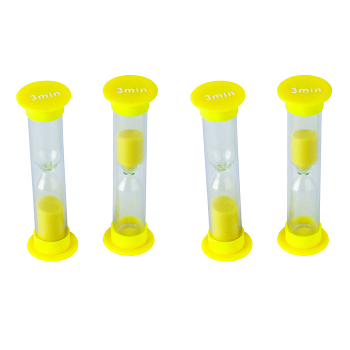 Sand Timers, Small, 3 Minute, 4 Per Pack, 6 Packs