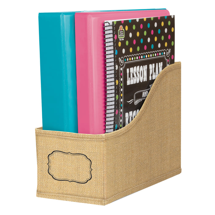 Burlap Design Book Bin, Pack of 3