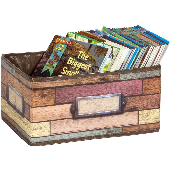 Reclaimed Wood Design Small Storage Bin, Pack of 2