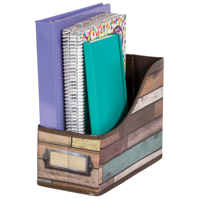 Reclaimed Wood Design Book Bin, Pack of 3