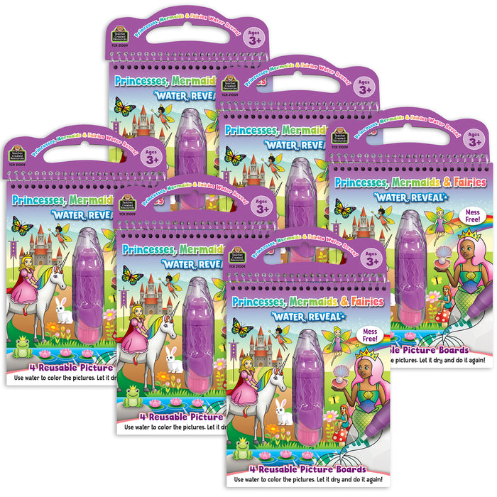 Princesses, Mermaids & Fairies Water Reveal Book, 6 Sets