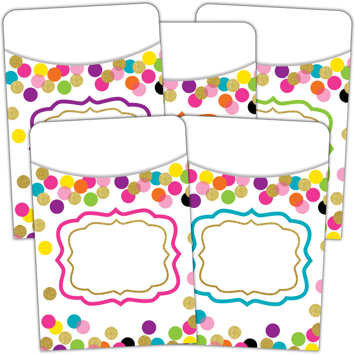 Confetti Library Pockets, 35 Per Pack, 3 Packs