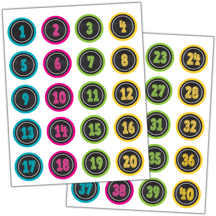 Chalkboard Brights Numbers Stickers, 120 Per Pack, 6 Packs
