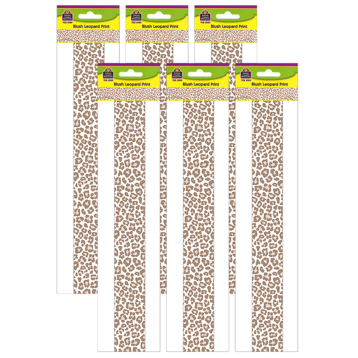 Blush Leopard Print Straight Border Trim, 35 Feet Per Pack, 6 Packs