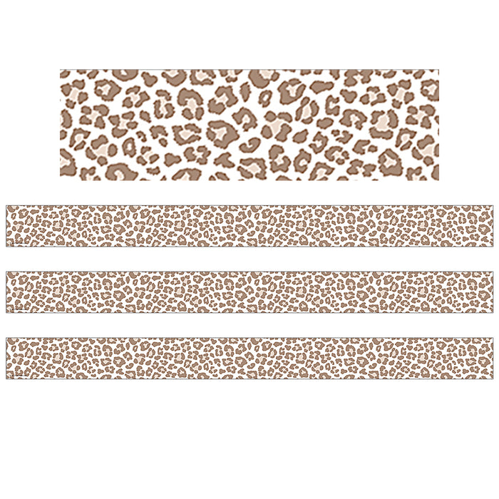 Blush Leopard Print Straight Border Trim, 35 Feet Per Pack, 6 Packs