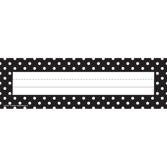 Black Polka Dots Flat Name Plates, 36 Per Pack, 6 Packs