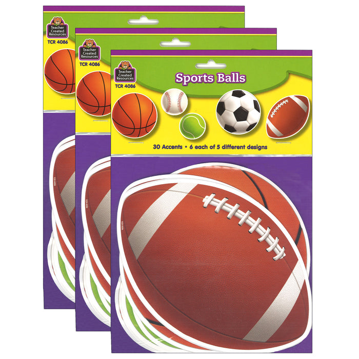 Sports Balls Accents, 30 Per Pack, 3 Packs