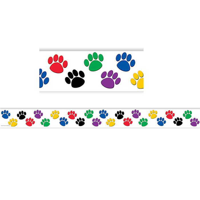 Colorful Paw Prints Border Trim, 35 Feet Per Pack, 6 Packs