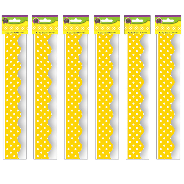 Yellow Mini Polka Dots Border Trim, 35 Feet Per Pack, 6 Packs